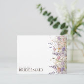 Einfache Boho Wildblume Bridesmaid-Vorschlagskarte Save The Date (Stehend Vorderseite)
