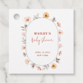 Einfache Boho Wildblume Frame Baby Dusche Geschenkanhänger (Vorderseite)