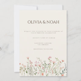 Einfache Boho Wildblume Hochzeitskarte Einladung