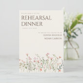 Einfache Boho Wildblume Probe Abendessen Einladung (Stehend Vorderseite)