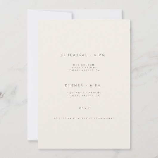 Einfache Boho Wildblume Probe Abendessen Einladung (Rückseite)