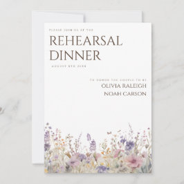 Einfache Boho Wildblume Probe Abendessen Einladung