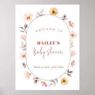 Einfache Boho Wildblume Rahmen Willkommensdusche Poster