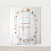 Einfache Boho Wildblume Rahmen Willkommensdusche Wandteppich (Vorderseite)