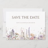 Einfache Boho-Wildblume Save the Date Hochzeitskar (Vorderseite)