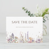 Einfache Boho-Wildblume Save the Date Hochzeitskar (Stehend Vorderseite)