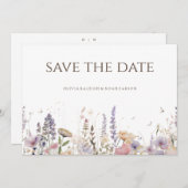 Einfache Boho-Wildblume Save the Date Hochzeitskar (Vorne/Hinten)