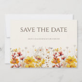Einfache Boho-Wildblume Save the Date Hochzeitskar (Vorderseite)