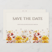 Einfache Boho-Wildblume Save the Date Hochzeitskar (Vorne/Hinten)