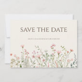 Einfache Boho-Wildblume Save the Date Hochzeitskar (Vorderseite)