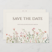 Einfache Boho-Wildblume Save the Date Hochzeitskar (Vorne/Hinten)