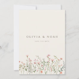 Einfache Boho-Wildblume Save the Date Hochzeitskar Ankündigung