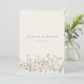 Einfache Boho-Wildblume Save the Date Hochzeitskar Ankündigung (Stehend Vorderseite)