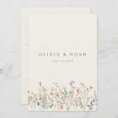 Einfache Boho-Wildblume Save the Date Hochzeitskar Ankündigung (Vorne/Hinten)