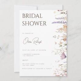 Einfache Boho Wildblume Weiße Brautparty-Karte Einladung