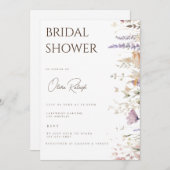 Einfache Boho Wildblume Weiße Brautparty-Karte Einladung (Vorne/Hinten)