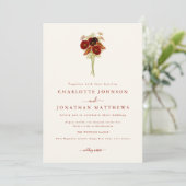 Einfache Boho-Wildblumen-Braun-Orange-Hochzeit Einladung (Stehend Vorderseite)