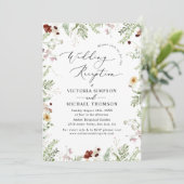 Einfache Boho-Wildblumen Hochzeitsempfang Einladung (Stehend Vorderseite)