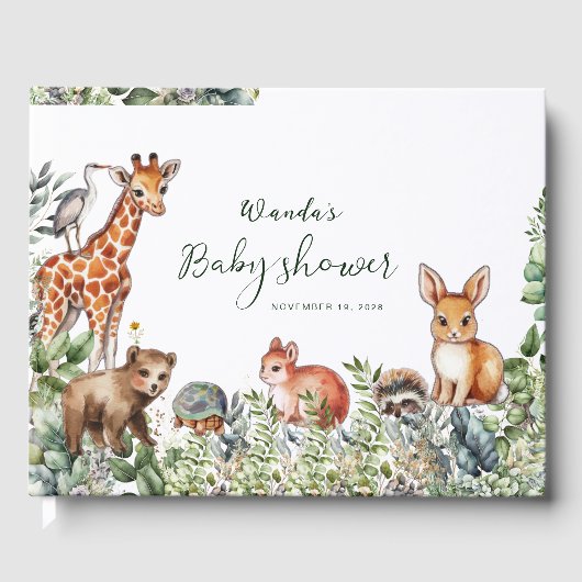 Einfache Boho Woodland Babydusche Gästebuch (Vorderseite)