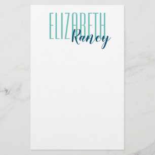 Einfache Bold Type Aqua Blau Briefpapier