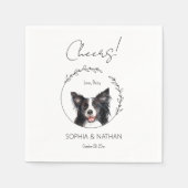 Einfache Border Collie Dog Wedding Cocktail Napkin Serviette (Vorderseite)