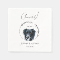 Einfache Border Collie Dog Wedding Cocktail Napkin