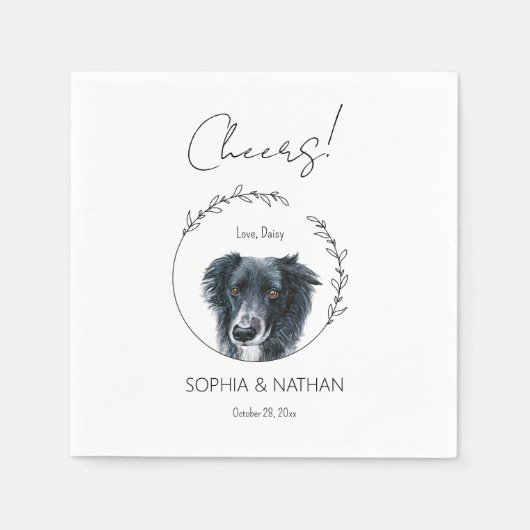 Einfache Border Collie Dog Wedding Cocktail Napkin Serviette (Vorderseite)
