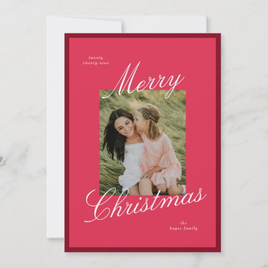 Einfache Border Elegant Script Frohe Weihnachten F (Vorderseite)