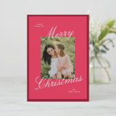 Einfache Border Elegant Script Frohe Weihnachten F (Stehend Vorderseite)