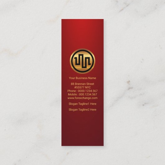 Einfache Börse Graph Red Vignette Mini Visitenkarte (Rückseite)