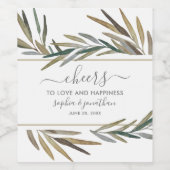 Einfache Botanische Aquarellfarben, maßgeschneider Weinetikett (Einzelnes Label)