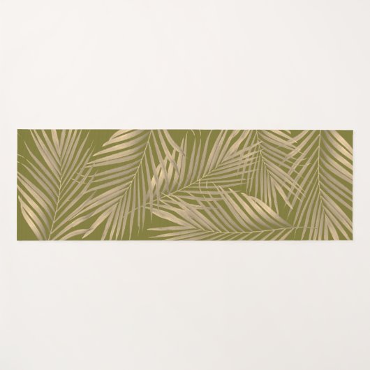 Einfache botanische Beige Palme Blätter auf Braun Yogamatte (Vorderseite (Horizontal))