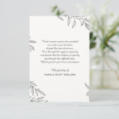 Einfache Botanische Bereavenue Danke-Karte Dankeskarte (Stehend Vorderseite)