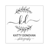 Einfache botanische Blätter Frame Script-Initialen Gummistempel (Prägung)