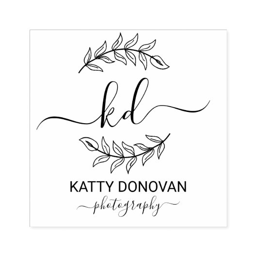 Einfache botanische Blätter Frame Script-Initialen Gummistempel (Prägung)