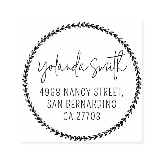 Einfache botanische Blätter Kalligraphische Rückse Permastempel (Design)