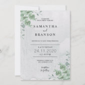 Einfache botanische Blätter Wreath Eukalyptus Einladung (Vorderseite)