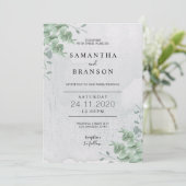 Einfache botanische Blätter Wreath Eukalyptus Einladung (Stehend Vorderseite)