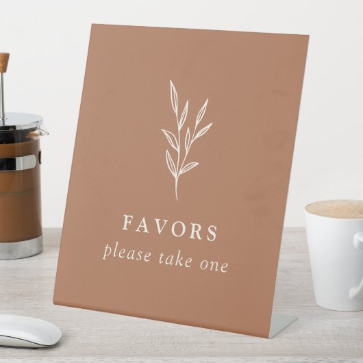 Einfache botanische Burnt Orange Gastgeschenke Hoc Sockelschild (In Situ)