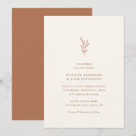 Einfache botanische Burnt Orange Hochzeit Einladun Einladung