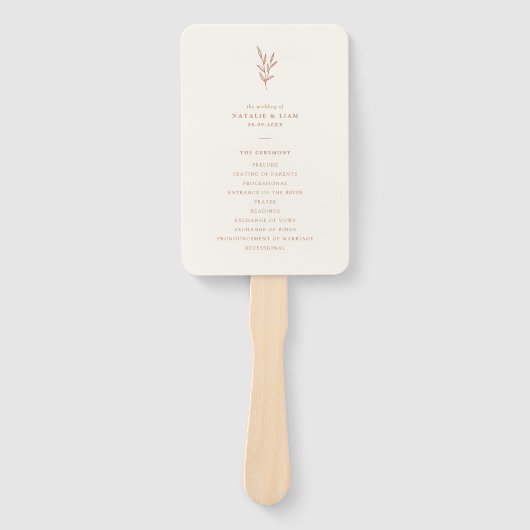 Einfache botanische Burnt Orange Hochzeitshandarbe Fächer (Vorderseite)