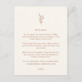 Einfache botanische Burnt Orange Wedding Details E Begleitkarte (Vorderseite)