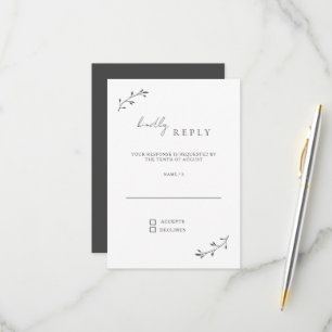 Einfache botanische Chic Moderne Minimale Hochzeit RSVP Karte