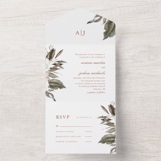 Einfache Botanische Einladung in einer Hochzeit (Innen Boden)