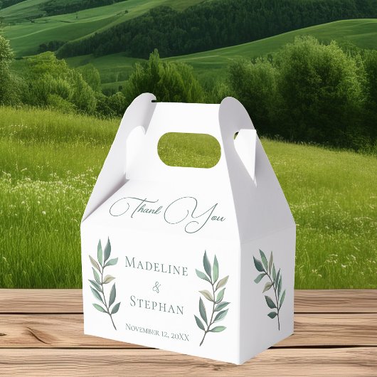 Einfache botanische Eukalyptus-Leaf-Chic-Hochzeit Geschenkschachtel