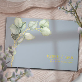 Einfache botanische Eukalyptus Wedding Gold Gästebuch
