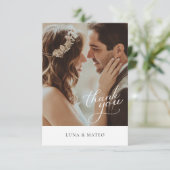 Einfache botanische Foto Hochzeit Dankeschön-Karte Dankeskarte (Stehend Vorderseite)