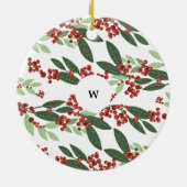 Einfache botanische Foto Holiday Custom Monogram Keramik Ornament (Hinten)