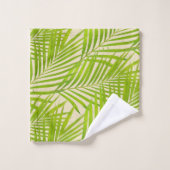Einfache botanische Grünpalme-Blätter auf Beige Badhandtuch Set (Waschlappen)