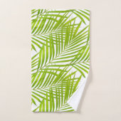 Einfache botanische Grünpalme-Blätter auf Weiß Badhandtuch Set (Handtuch)
